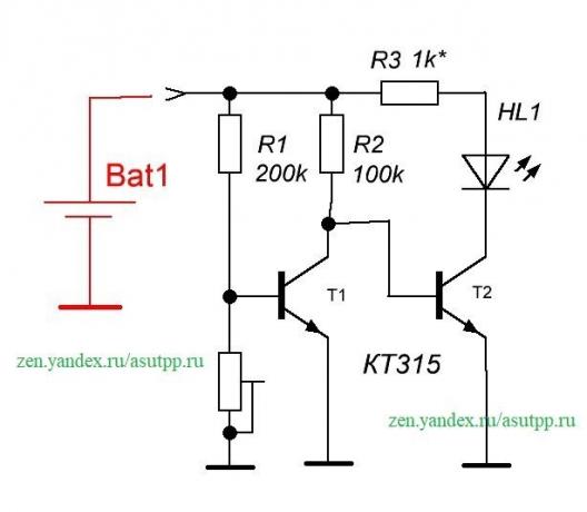 control o acumulador de descarga de la batería Esquema