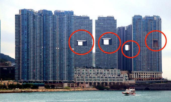 rascacielos "fugas" construidos en Hong Kong.