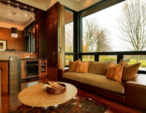 Combinación efectiva de una cocina con una sala de estar tipo mirador: muy hermosa y moderna