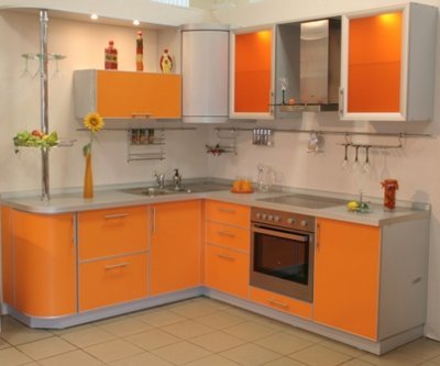 diseño de cocina naranja