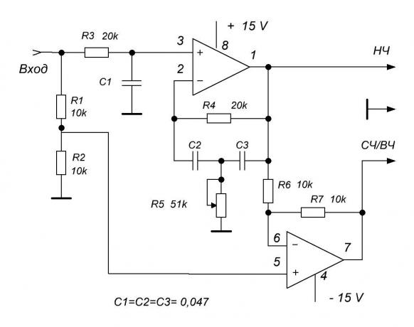 Descripción del circuito de filtro activo para sistema de reproducción de banda dual