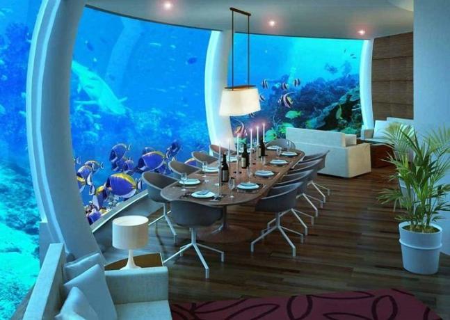 restaurante submarino en el hotel Poseidon Undersea Resort. | Foto: etotam.com.