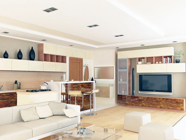 Cuanto más grande sea el espacio, más opciones para organizar los muebles y el estilo interior.