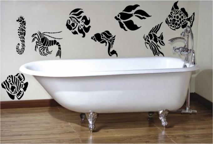 Dibujos de la plantilla: trabajador experto encontraron la solución ideal para cuartos de baño con azulejos antiguos
