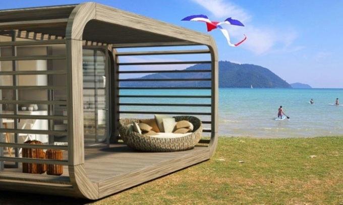Coodo - una casa modular que se puede poner en la playa.