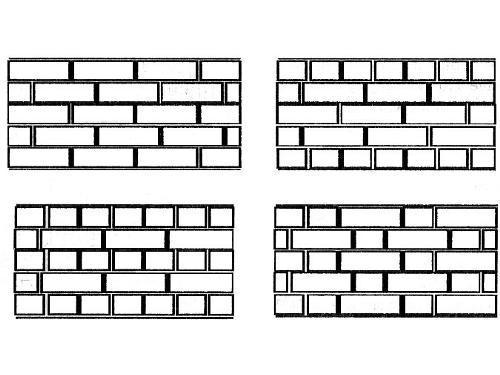 La figura muestra varias opciones para diferentes colocaciones de ladrillos.