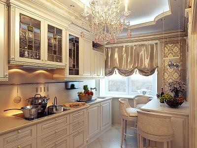 Foto de una cocina elegante y muy acogedora.