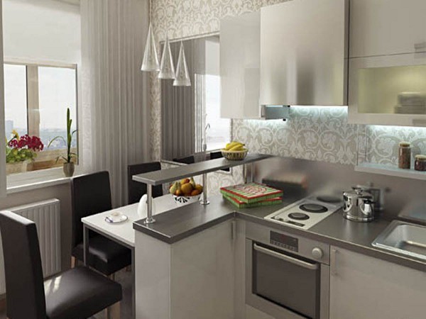 El diseño de la cocina que se muestra en la foto es un diseño moderno y deja en claro que dicha decoración es buena incluso para una habitación pequeña.