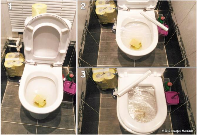 El segundo método universal de la limpieza de la taza del baño. Laytovy