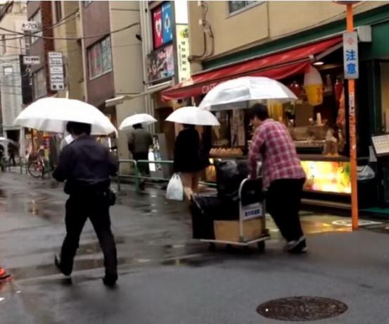 paraguas transparentes son muy populares en Japón.