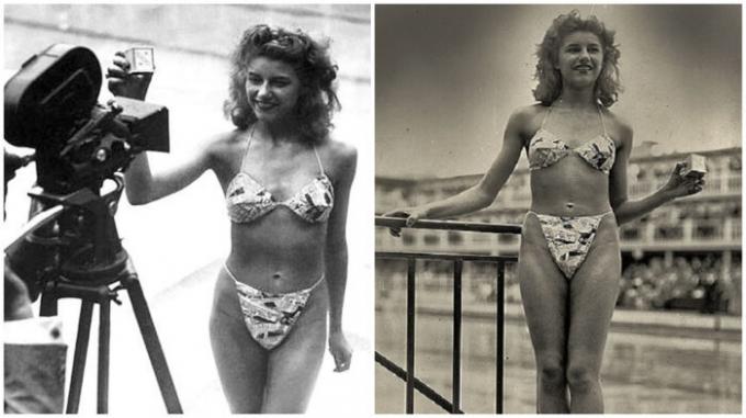 bailarina de 19 años de edad, Micheline Bernardini - el único que accedió a contaminarse en bikini (1946).
