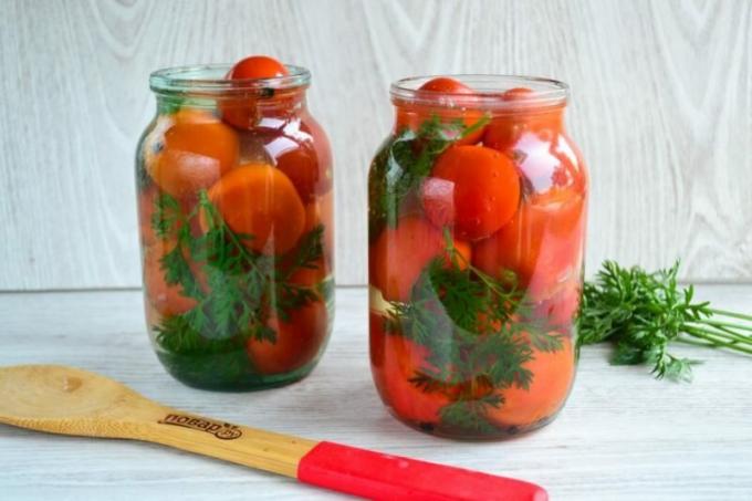 Tomates con las hojas de la zanahoria