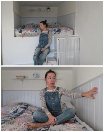 En un alto podio en la chica nicho formado hizo un dormitorio real. | Foto: youtube.com.