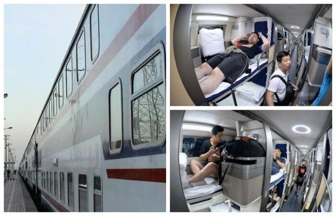 Una especie de cama en el tren de alta velocidad (República Popular China).