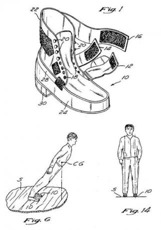 Figura patente de calzado con efecto anti-gravitacional.